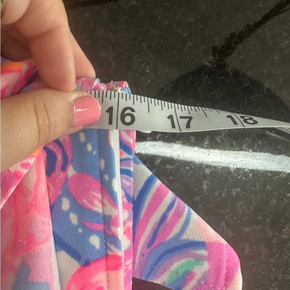 Lilly Pulitzer (2) “Kipton” Romper - One Shoulder Blue / Pink Floral Print - Picture 6 of 11